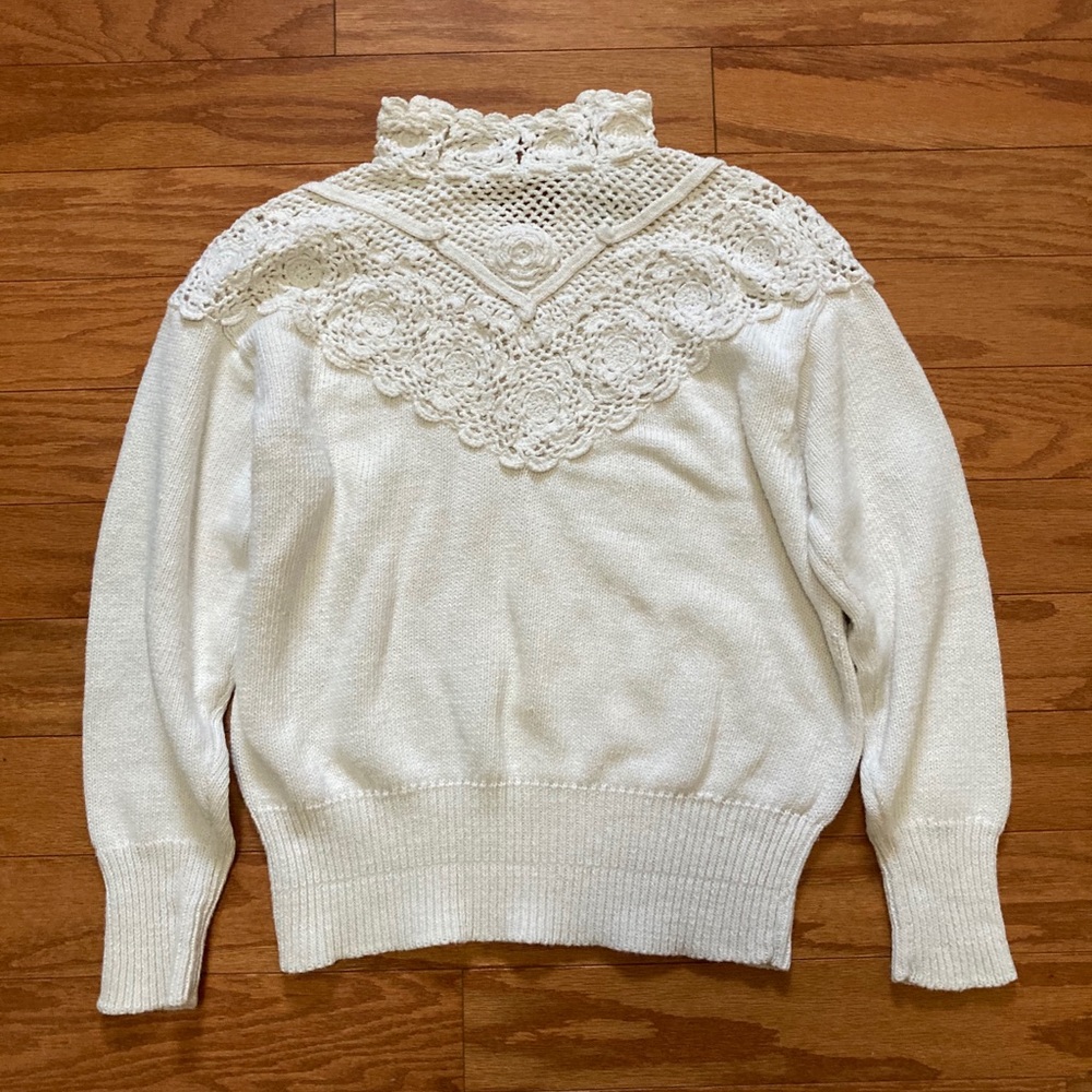 Vintage heavyknit cream sweater women’s small